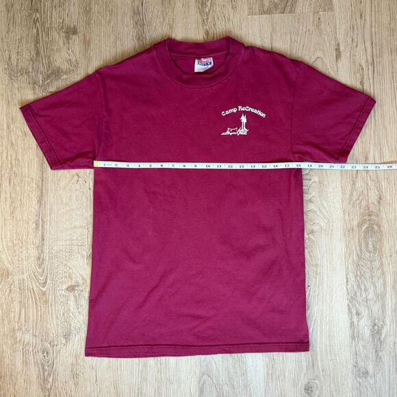 Vintage Hanes Camp Recreation Graphic T-Shirt Maroon Medium Hanes Beefy-T USA - Picture 4 of 5